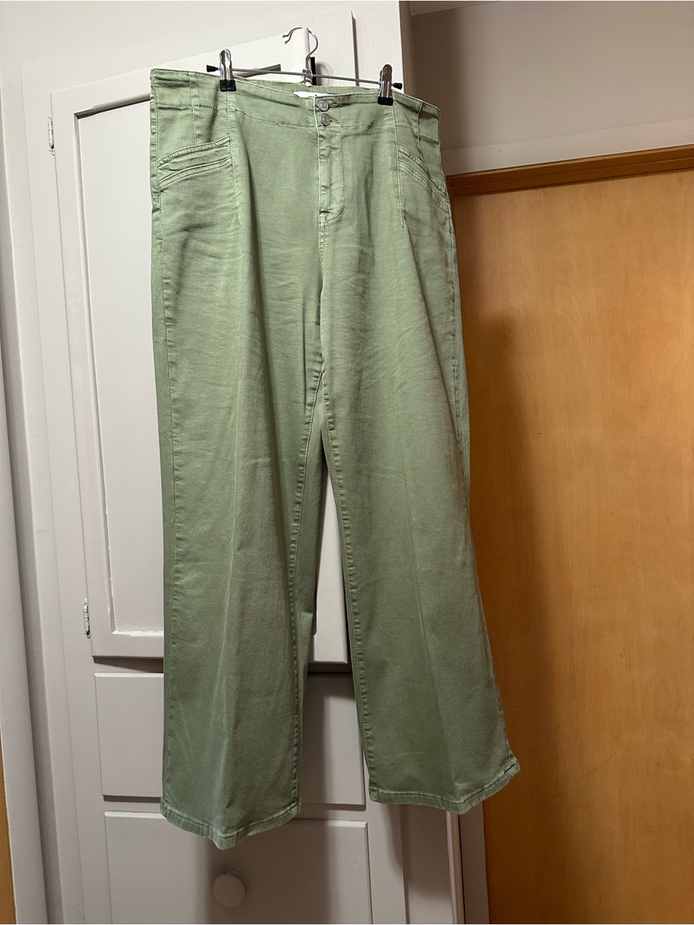 Wide Leg Women's Jeans in Sage Green